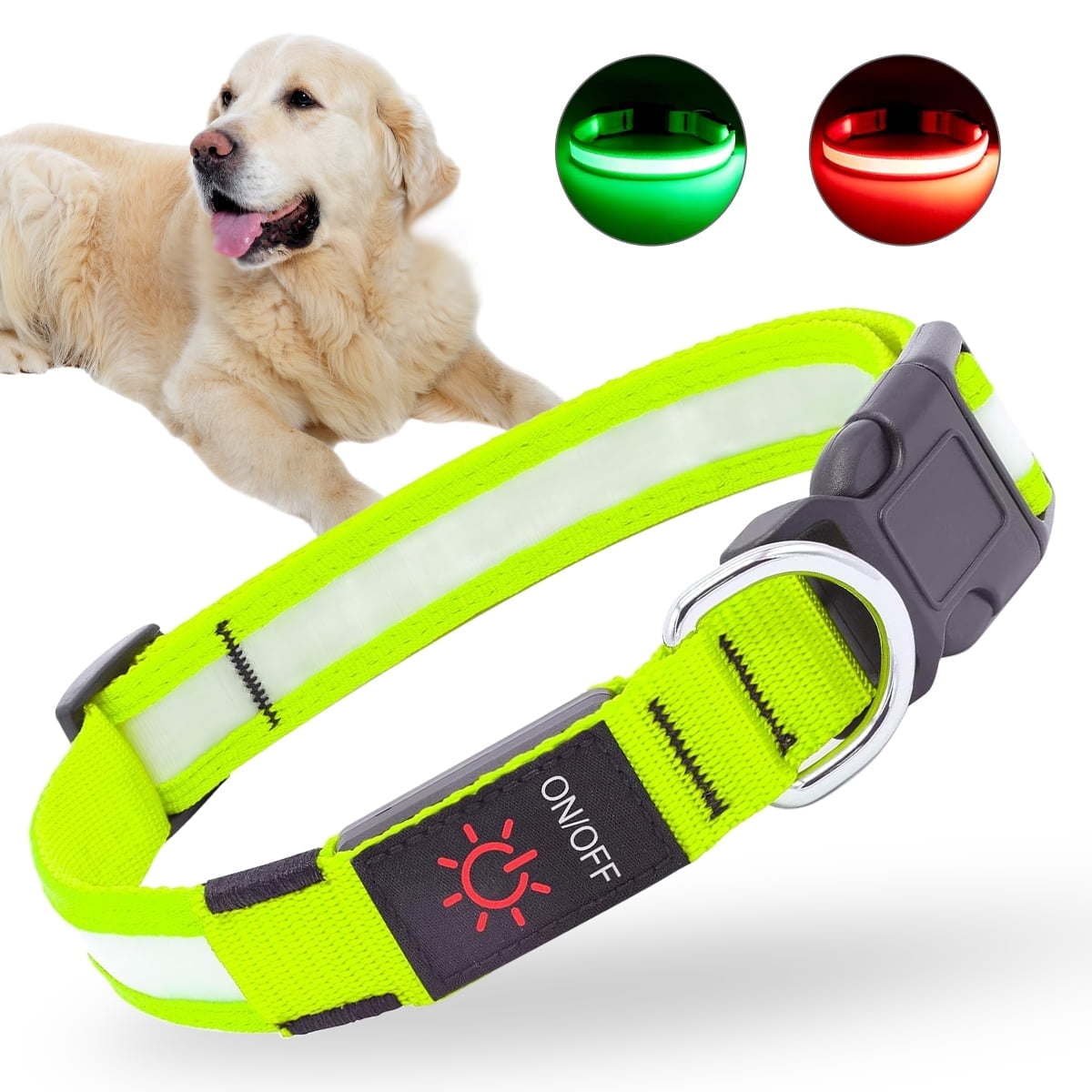 LED Dog Collar, USB Rechargeable Light Up Dog Collar, Adjustable Safety Glowing Collar for Dogs (Green, S Size) LED Dog Collar, USB Rechargeable Light Up Dog Collar, Adjustable Safety Glowing Collar for Dogs (Green, S Size)