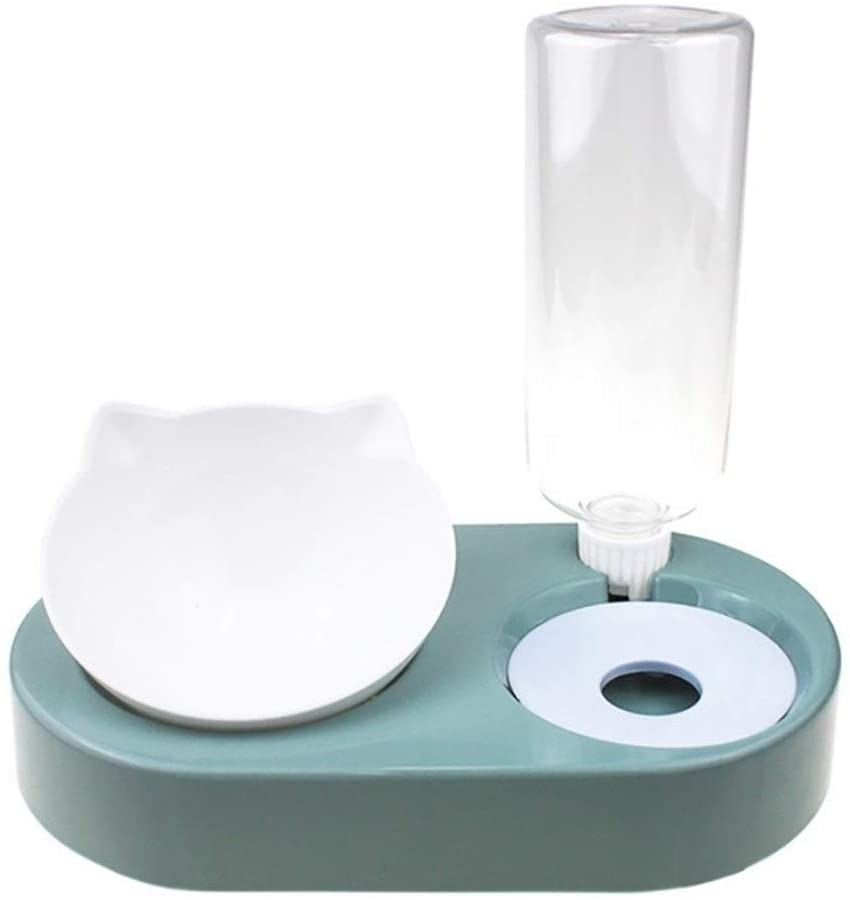 Portable Pet Bowl and Automatic Water Feeder Set, 2 in 1 Food Bowl Dish with Water Dispenser Bottle Tilted Portable Pet Bowl and Automatic Water Feeder Set, 2 in 1 Food Bowl Dish with Water Dispenser Bottle Tilted